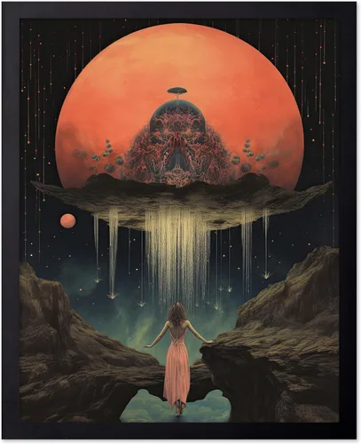 Vista 74 de Poster Master Póster OVNI – Impresión de mujer enmascarada – Arte extraterrestre – Arte surrealista – Arte de ciencia ficción – Regalo para hombres