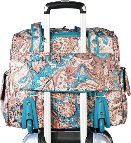Vista 5 de Olympia Deluxe - Maleta de equipaje con ruedas, Azul (Paisley), Overnighter rodante de moda de lujo