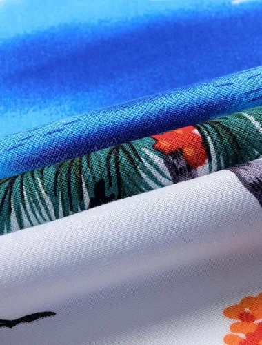 Vista 7 de Alimens & Gentle Camisa hawaiana casual de manga corta 100 % algodón de ajuste regular para hombre