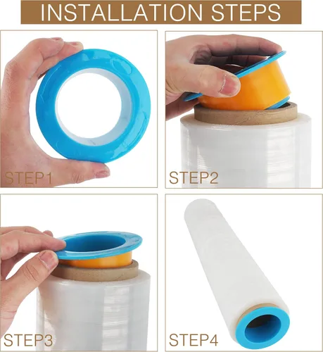 Vista 5 de OVOV 10 pares de dispensadores de envoltura elástica, mango retráctil, soporte de película elástica para mudanzas, protector de manos de plástico
