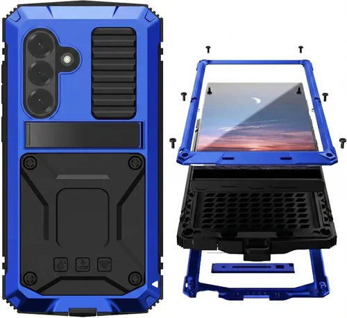 Vista 16 de Simicoo Samsung S22 - Funda de metal con protector de pantalla y protector de cámara, resistente a los golpes, con soporte, cubierta completa
