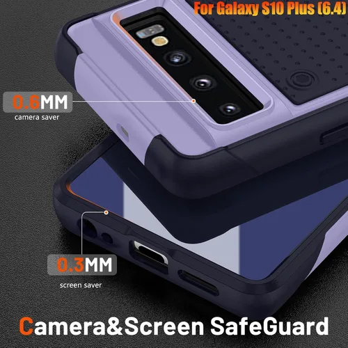 Vista 4 de Funda resistente para Samsung Galaxy S10 Plus/S10+ de 6.4 pulgadas, 4 esquinas con bolsas de aire [protección contra caídas de 12 pies], agarre