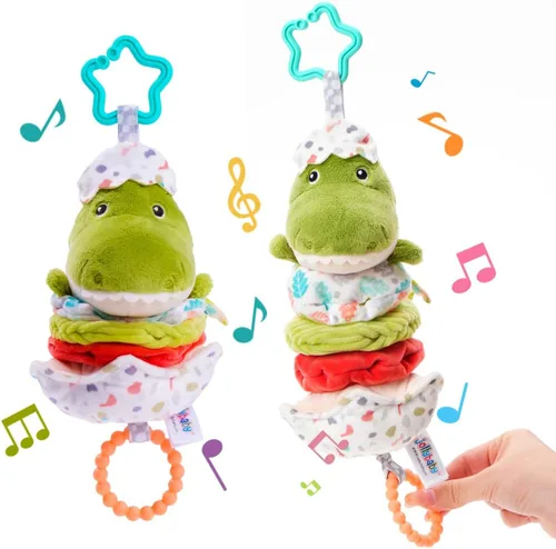 Vista 8 de Jollybaby Juguetes colgantes musicales para bebé, para cochecito, asiento de automóvil, cuna, gimnasio, oso de Hamburgo relleno de felpa