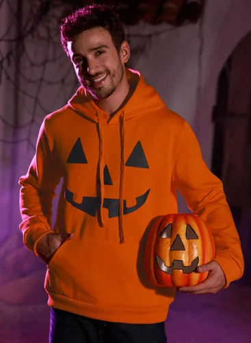 Vista 7 de Arvilhill Sudadera con capucha divertida de calabaza para hombre con disfraz de Halloween