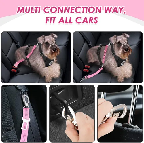 Vista 2 de Lukovee Cinturón de seguridad para perro para el coche, arnés de coche ajustable para perros grandes, medianos y pequeños, cinturón de seguridad