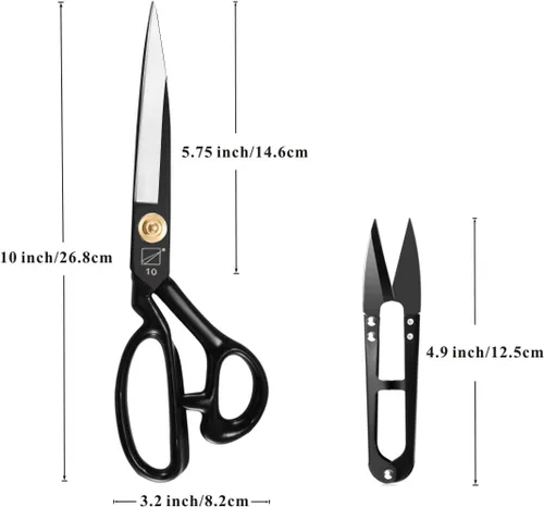 Vista 4 de Tijeras de tela de costura para zurdos, tijeras de Taior de 10 pulgadas, acabado galvanizado, tijeras de acero de alto carbono para manualidades