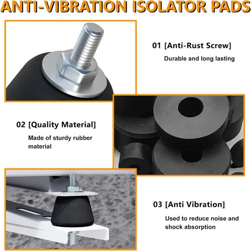 Vista 3 de Soportes aisladores de goma antivibración con pernos amortiguadores, soportes aisladores de goma para mini bombas de calor divididas, compresores