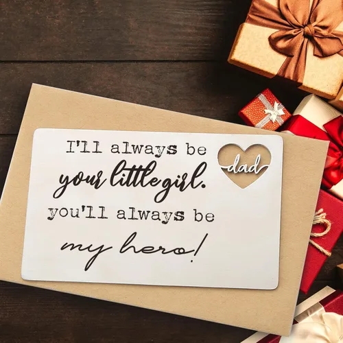 Vista 13 de YODOCAMP Tarjeta de billetera con texto en inglés "Thank You Dad", tarjeta de cartera grabada para mi papá de hija e hijo, cumpleaños, día