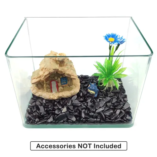 Vista 4 de Guijarros decorativos de cristal de 1 libra (460 g), piedras de obsidiana de forma irregular, pequeñas piedras pulidas trituradas, grava de piezas