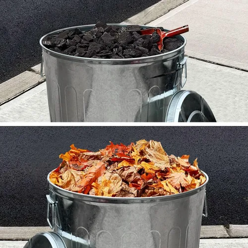 Vista 7 de Plexon Bote de basura grande de metal con tapa de 20 galones, cubo de basura decorativo para exteriores, cubo de metal galvanizado resistente