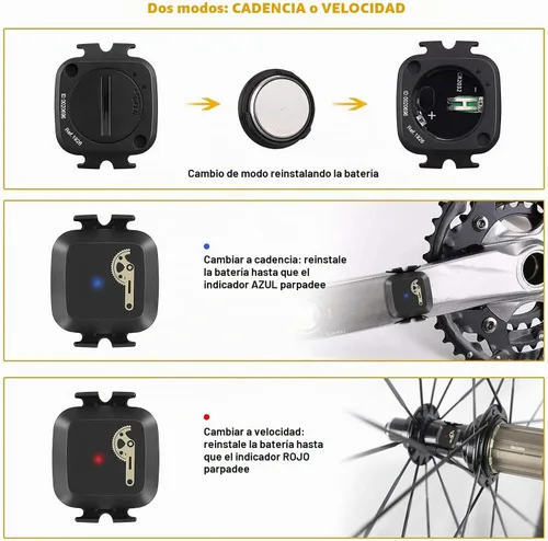 Vista 5 de COOSPO Sensor de cadencia y velocidad para ciclismo, Bluetooth inalámbrico y sensor de RPM de bicicleta ANT+ para computadoras de ciclismo