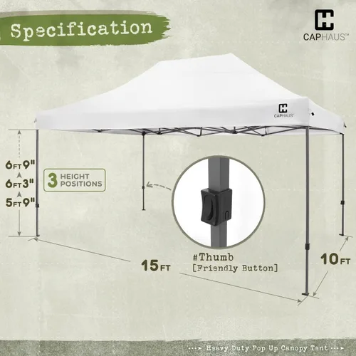 Vista 2 de CAPHAUS Toldo desplegable para exteriores, tienda de campaña fácil de montar, grado comercial resistente, refugio plegable instantáneo con bolsa