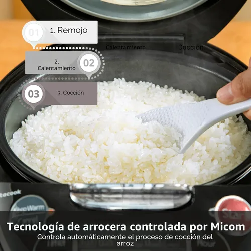 Vista 4 de TIGER JAX-T10U-K - Olla Arrocera y Calentador Micom de 5.5 Tazas (Sin Cocinar) con Tecnología de Bandeja de Cocción al Vapor de Alimentos Tacook