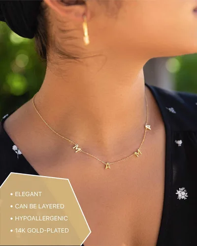 Vista 3 de Benevolence LA Mama Necklace Dainty Necklace 14k Gold Dipped Necklaces For Women Valentines Day Gifts for Mom 14 Gold Necklace Mothers Necklace