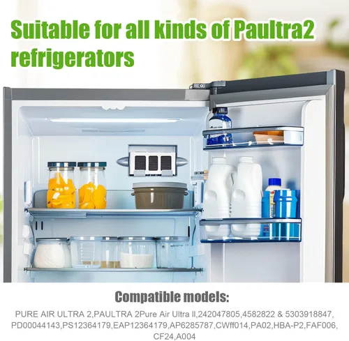 Vista 5 de 4 piezas de repuesto de filtro de aire para refrigerador, tecnología activada por carbono, filtro de aire fresco para refrigerador compatible
