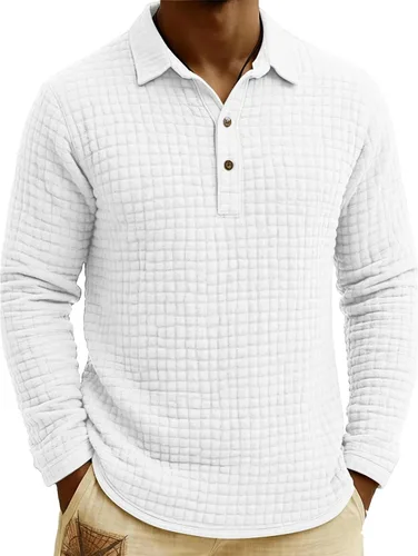 Vista 43 de Polo de punto para hombre, manga larga, ligero, informal, con cuello