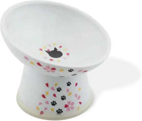 Vista 27 de Tazón elevado de comida para gatos Necoichi – Tazón elevado de cerámica para gatos para fatiga de bigotes y cuello, apto para lavavajillas