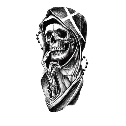 Vista 9 de Tatuajes temporales de Halloween, tatuajes temporales de 4 hojas de calavera de manga completa y 4 hojas de calcomanías de tatuaje de medio brazo