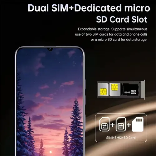 Vista 5 de I25+ Ultra Desbloqueado Teléfono celular Android 14, Octa-core Smartphone Teléfono Móvil, Batería de 6800mAh Carga Rápida, Pantalla FHD+ de 6.3