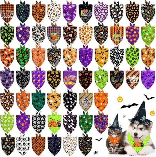 Vista 15 de 120 piezas de bandanas navideñas para perros a granel, bufandas ajustables para perros, baberos, bandanas navideñas para cachorros, bufandas