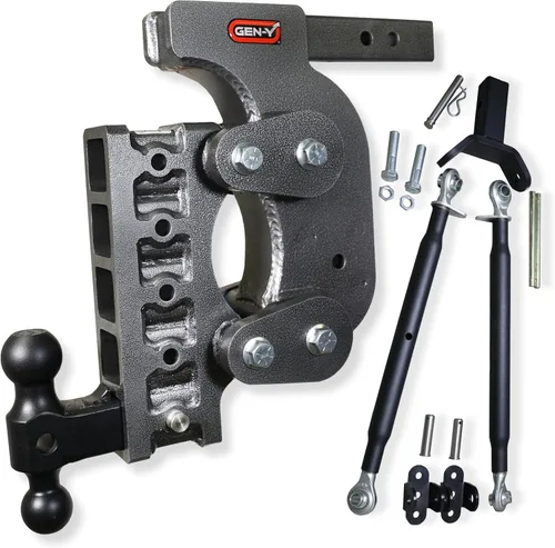 Vista 3 de GEN-Y Hitch Enganche de remolque resistente para receptor de 2 pulgadas, caída de 12.5 pulgadas con 4 posiciones ajustables, incluye montaje de bola