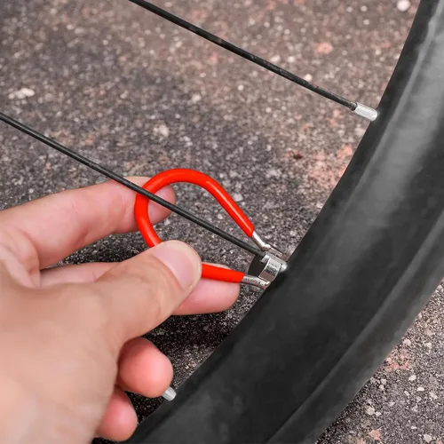 Vista 7 de Llave de radios para bicicleta, herramienta de bicicleta para ajuste de llantas, kit de mantenimiento ideal con palanca de neumáticos, reparación