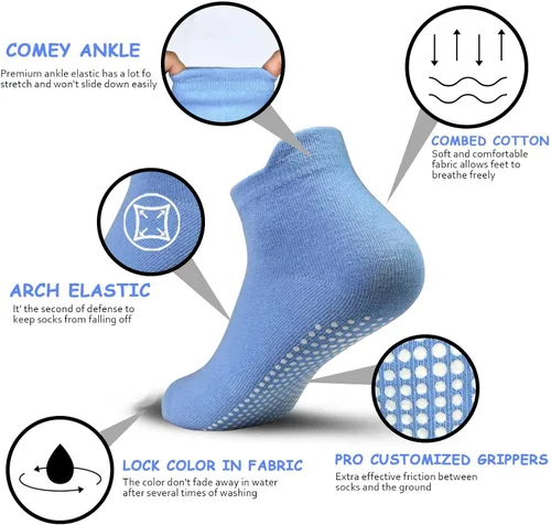 Vista 5 de GRPSKCOS Calcetines antideslizantes para bebé, 12 pares de calcetines antideslizantes para niños y niños, calcetines para niños de 1 a 7 años