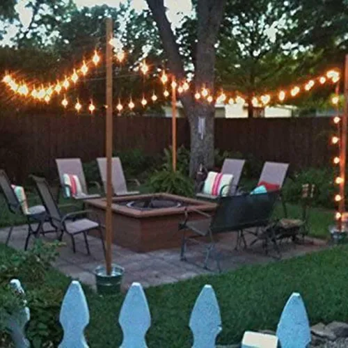 Vista 4 de Banord Cadena de luces LED para exteriores, luces de patio de 48 pies con bombillas Edison de plástico vintage de 2 W regulables y hilo de grado