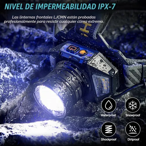 Vista 8 de Linterna frontal LED recargable, 4000 lámpara de cabeza súper brillante con 12 modos y batería de larga duración de 90 horas y sensor de movimiento