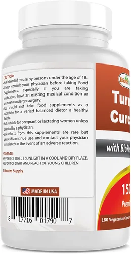 Vista 3 de Curcumina de cúrcuma 1500mg con bioperina y óxido de magnesio 500 mg