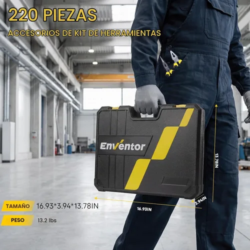 Vista 8 de Enventor Kit de Herramientas para el Hogar, Kit de Herramientas de Mano de 220 Piezas con Estuche de Almacenamiento de Caja de Herramientas, Juego