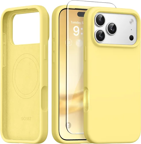 Vista 107 de GONEZ Funda magnética para iPhone 14, compatible con Magsafe, con protector de pantalla + protector de cámara, forro de microfibra antiarañazos
