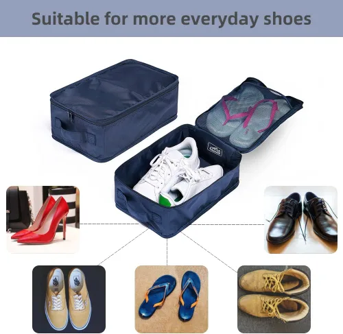 Vista 2 de JJ POWER Bolsas de viaje para zapatos, plegables e impermeables, organizador de doble capa, marino, Uso diario