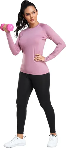 Vista 3 de TELALEO 4 Pack Women's Compression Shirt LongShort Sleeve Performance Workout Baselayer Athletic Top Sports Gear