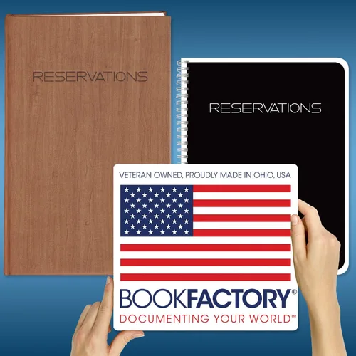 Vista 7 de BookFactory Libro de Reservas para Restaurantes, Wire-O, Negro, 120 Páginas