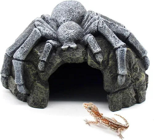 Vista 8 de Plataforma para tomar el sol de reptiles, escondite de cuevas de Gecko, cueva de serpiente y pieles para reptiles, anfibios y animales pequeños