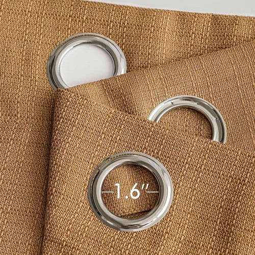 Vista 2 de MIULEE Cortinas texturizadas de lino sintético marrón natural de 84 pulgadas de largo, juego de 2 paneles para sala de estar y dormitorio, tejido