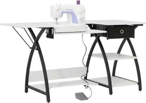 Vista 10 de Comet Plus - Mesa de costura y pasatiempos con estante lateral e inferior, también se puede utilizar como escritorio de computadora