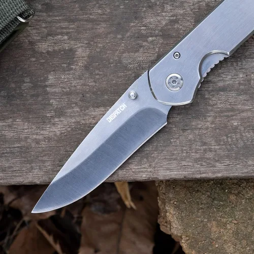 Vista 4 de Dispatch Iris Navaja de bolsillo plateada de 3.9 pulgadas para hombres, cuchillo plegable EDC para camping, supervivencia, senderismo al aire