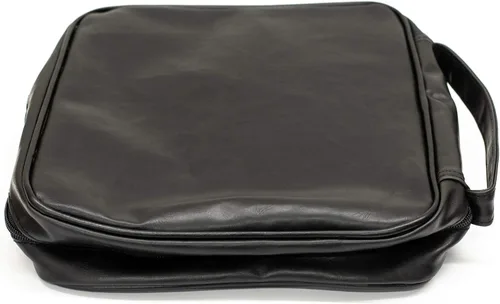 Vista 3 de Funda de piel envejecida para Biblia con bolsillo con cremallera y asa, Negro