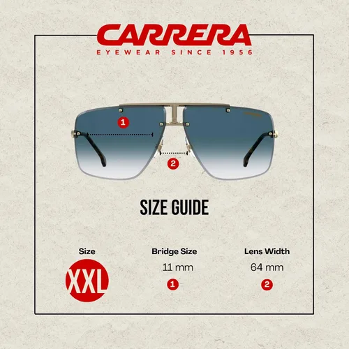 Vista 3 de Carrera CA1016/S - Gafas de sol cuadradas para hombre y mujer Oro amarillo/azul oscuro degradado
