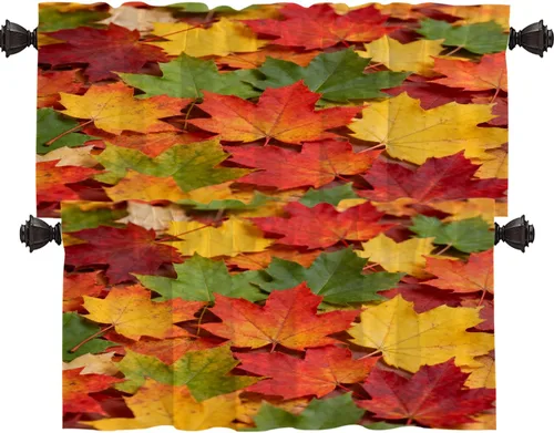 Vista 104 de Shrahala Orange Autumn Autumn Blackout Curtain Tiers, Fall Kitchen Valance Light Blocking Tier Drapes with Rod Pocket, 2 Pack 26 X 24 in
