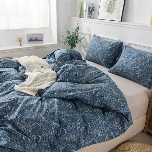 Vista 4 de HoneiLife Juegos de Fundas de Edredón Twin - Funda de Edredón Floral 100% Algodón, Juego de Ropa de Cama Transpirable de 2 Piezas con Cierre