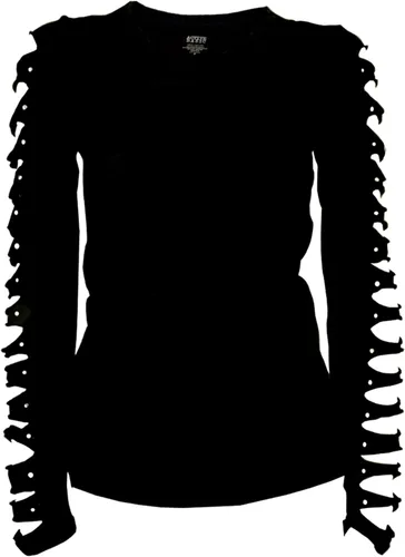 Vista 3 de Camiseta de alas de ángel con diamantes de imitación brillantes rasgados largos