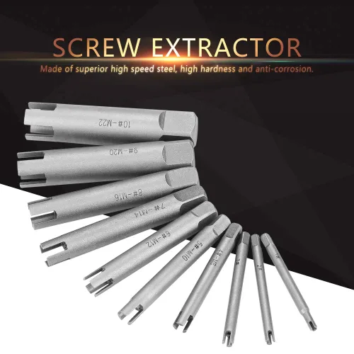 Vista 5 de Juego de extractor de tornillos de cabeza rota, juego de extractor de tornillos rotos, kit de extracción de tornillos rotos, kit de extracción