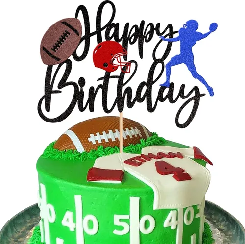 Vista 11 de 36 piezas de adornos para cupcakes de pelota de rugby, trofeo de fútbol americano, selecciones de cupcakes de fútbol americano, decoración
