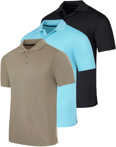 Vista 11 de Real Essentials 3 Pack: Men's Short Sleeve Golf Polo Casual Workout Sports Moisture Wicking Collared Shirt (Big & Tall)