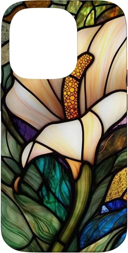 Vista 17 de iPhone 16 Calla Lily Stained Glass Case