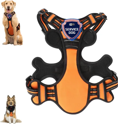 Vista 10 de Gimilife Arnés para perro, chaleco reflectante ajustable para perro, arnés sin tirones con insignia y corbatín para cachorros, perros pequeños