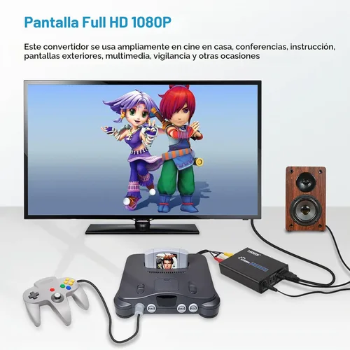 Vista 6 de Convertidor RCA Svideo a HDMI con cables AV + S-Video, RCA compuesto CVBS AV o Svideo + entrada de audio R/L a salida HDTV Convertidor de lujo